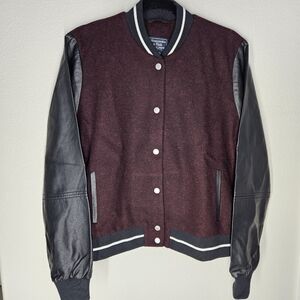 Abercrombie & Fitch Maroon and Black Varsity Jacket